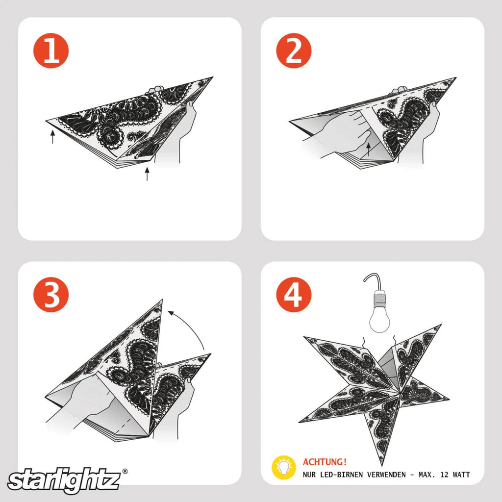 Starlightz - 7 arma stjarna, hvít, 45 cm